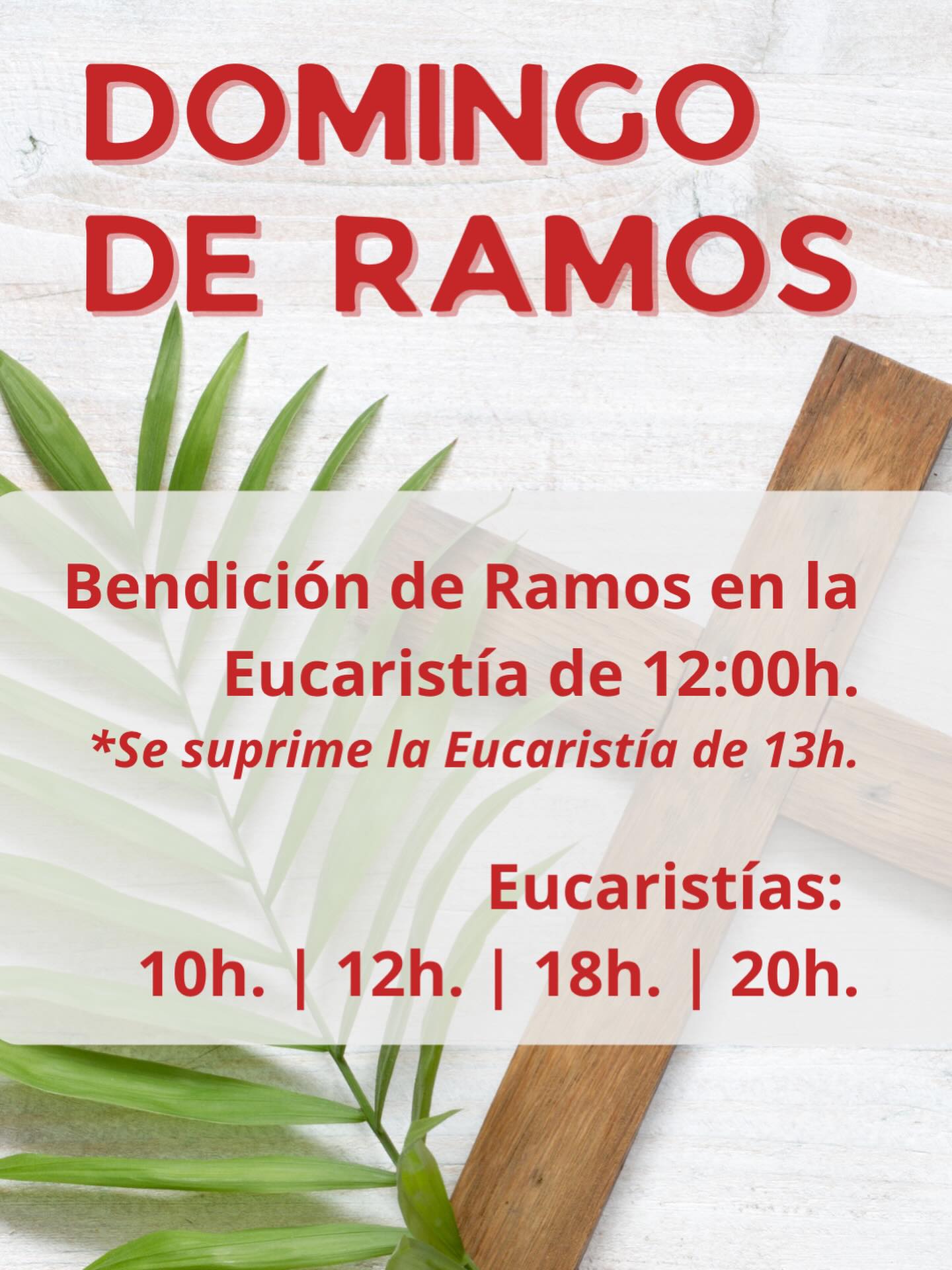 Horarios Domingo de Ramos